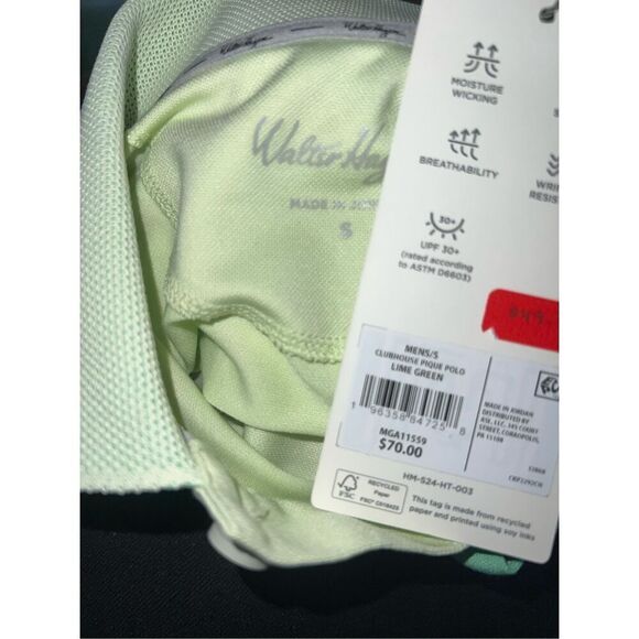 Walter Hagen men’s small pique lime green golf performance polo birdie par New - Picture 3 of 4